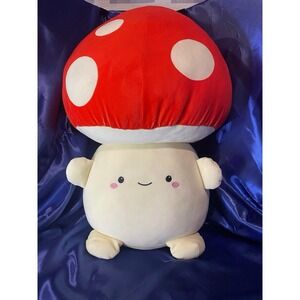 Medium 19" Soft Mushroom Plush Red White Polka Dot Cap